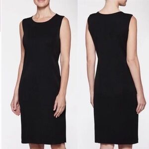 Ming Wang Size Large Black Wrinkle-Resistant Crew Neck Knit Tank Sheath Dress